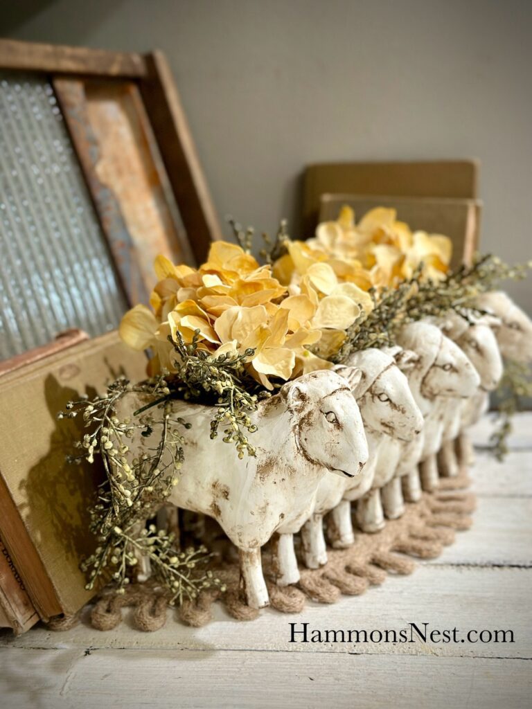 Image showcasing Farmhouse Makeover on Dollar General Sheep Decor